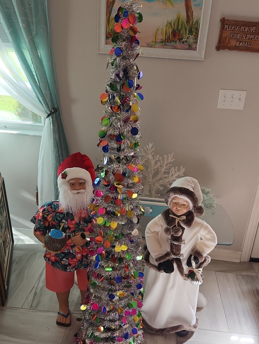 Target Silver Tinsel Cone Tree with Multicolor Reflective Discs